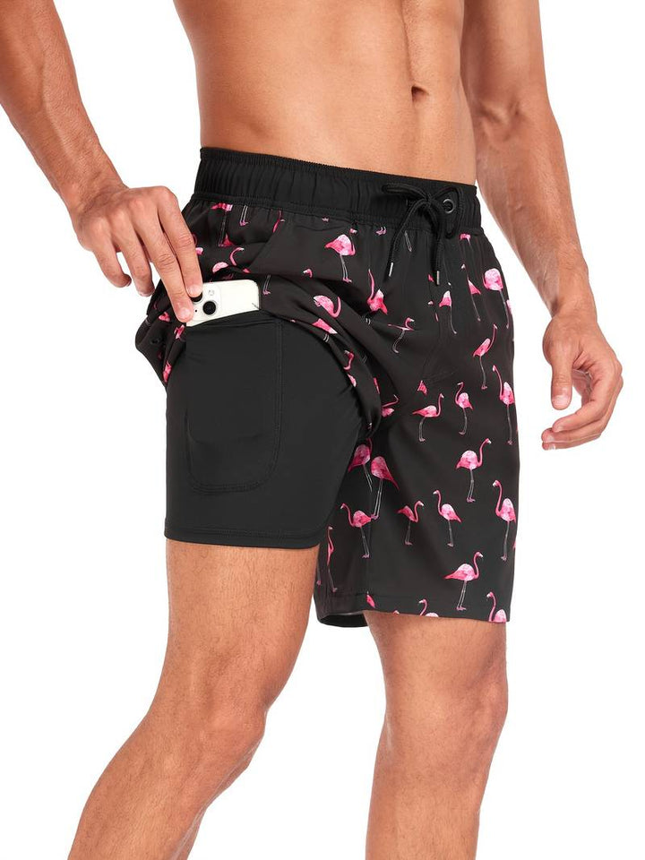 Bjarne | Herre Badeshorts Sommer Print Snøre Elastik Lommer