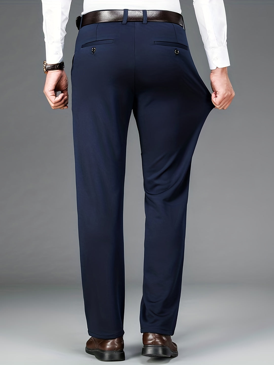 Bjarne | Herre Slim Fit Habitbukser Med Lige Ben Og Lommer