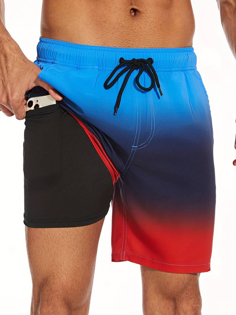 Bjarne | Herre Badeshorts Sommer Print Snøre Elastik Lommer