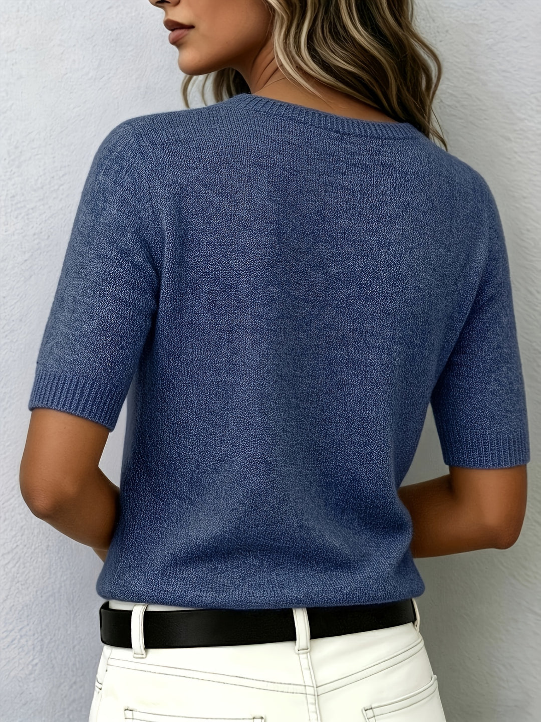 Sonja | Dame Kortærmet Cashmere Sweater Med Rund Hals