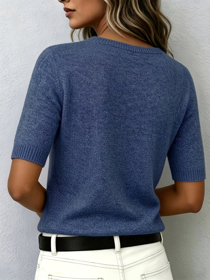 Sonja | Dame Kortærmet Cashmere Sweater Med Rund Hals