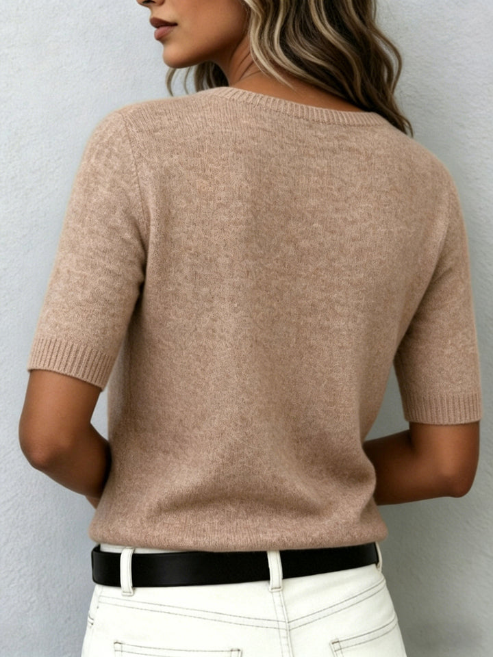 Sonja | Dame Kortærmet Cashmere Sweater Med Rund Hals