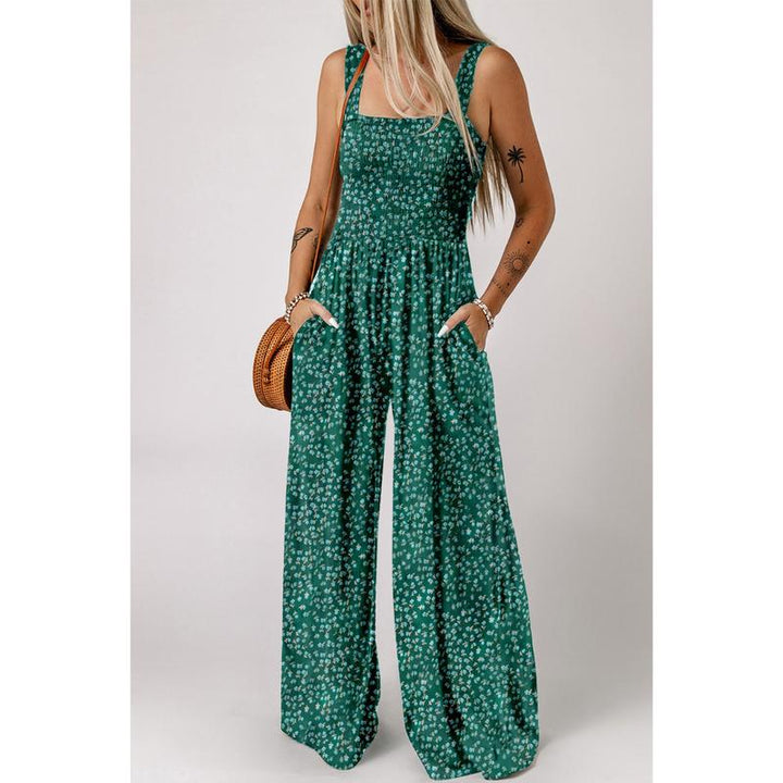 Ella | Dame Jumpsuit Forår Blomstermønster Vide Ben Flydende
