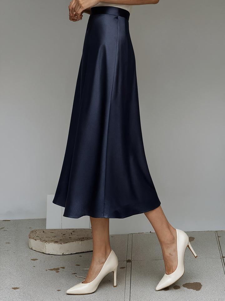 Helene | Dame Satinfinish Mididnederdel Med A-Line Snit