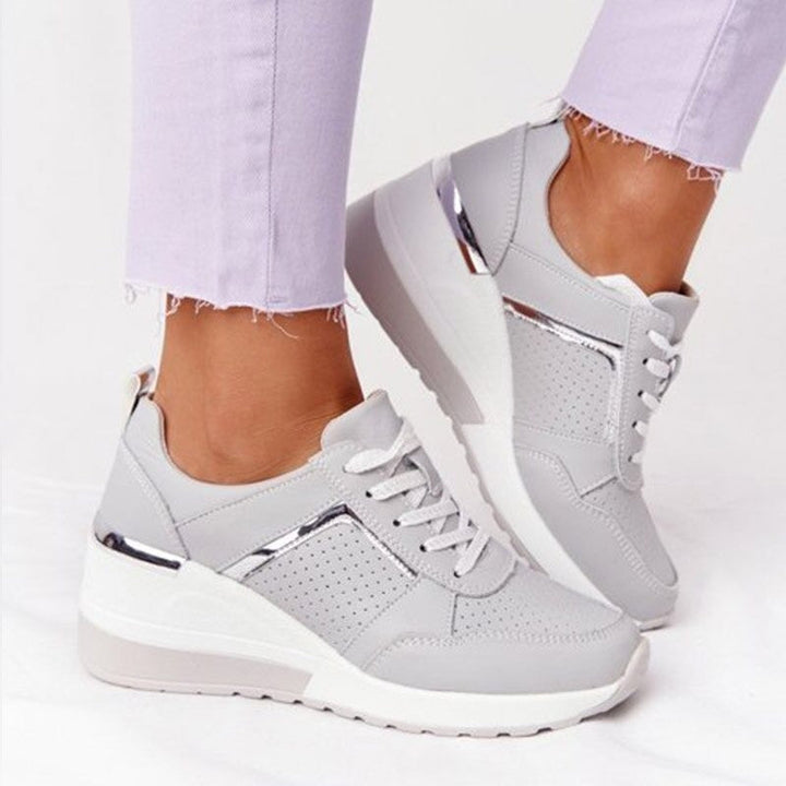 Johanna | Dame Ortopædiske Sneakers Med Snørebånd Og Kilehæl