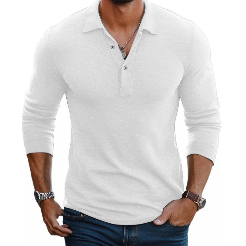 Ole | Herre Polo T-shirt Med Lange Ærmer Og Knaplukning