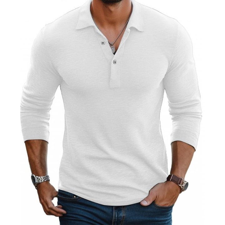 Ole | Herre Polo T-shirt Med Lange Ærmer Og Knaplukning