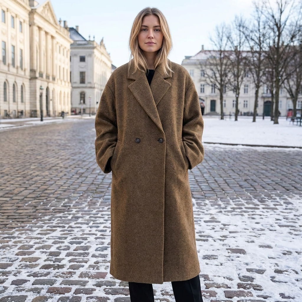 Camilla | Dame Oversized Vinterfrakke Med Reverskrave Og Dobbeltradet Knaplukning