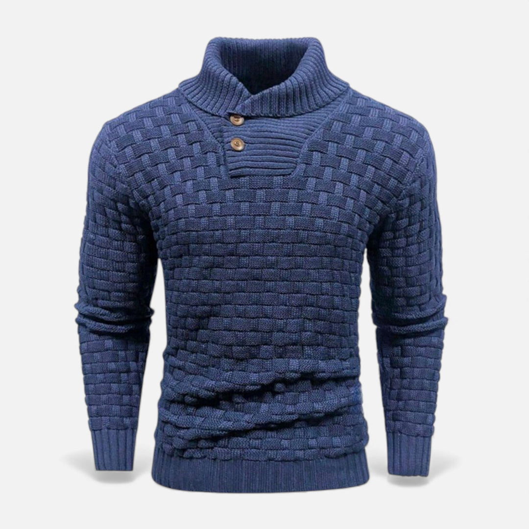 Svend | Herre Rullekrave Slim-Fit Sweater Med Skulderknapper