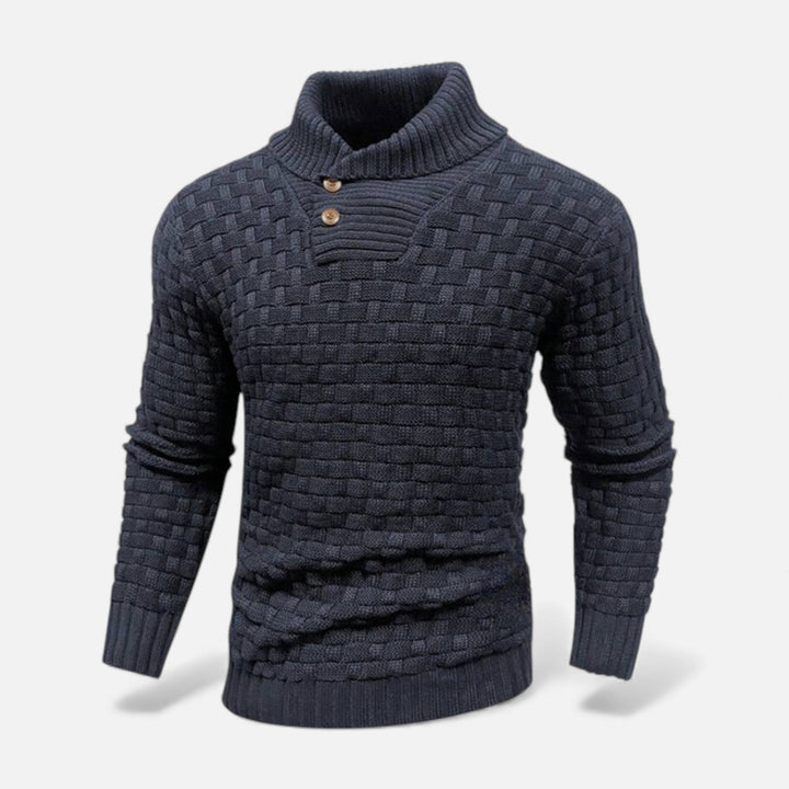 Svend | Herre Rullekrave Slim-Fit Sweater Med Skulderknapper