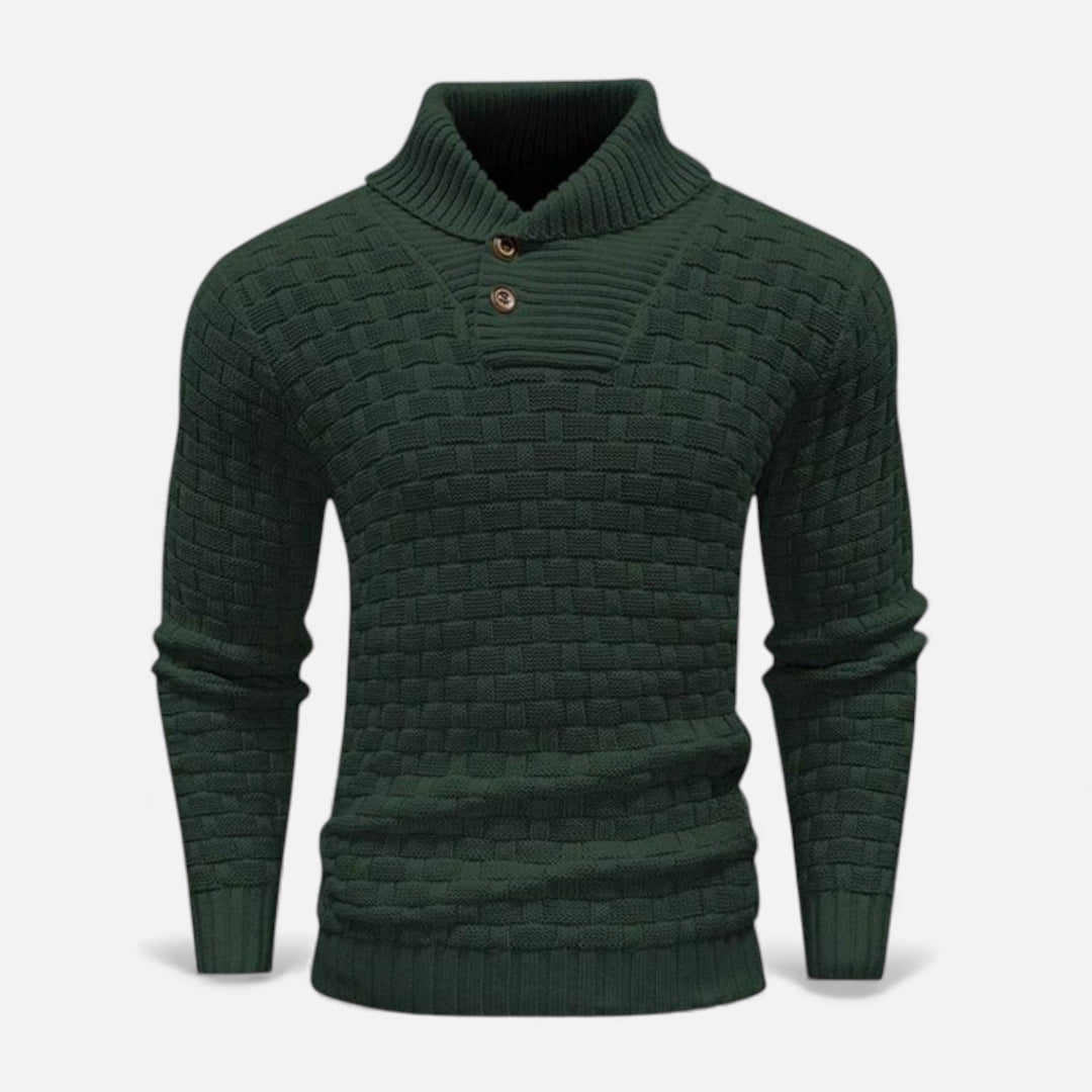 Svend | Herre Rullekrave Slim-Fit Sweater Med Skulderknapper