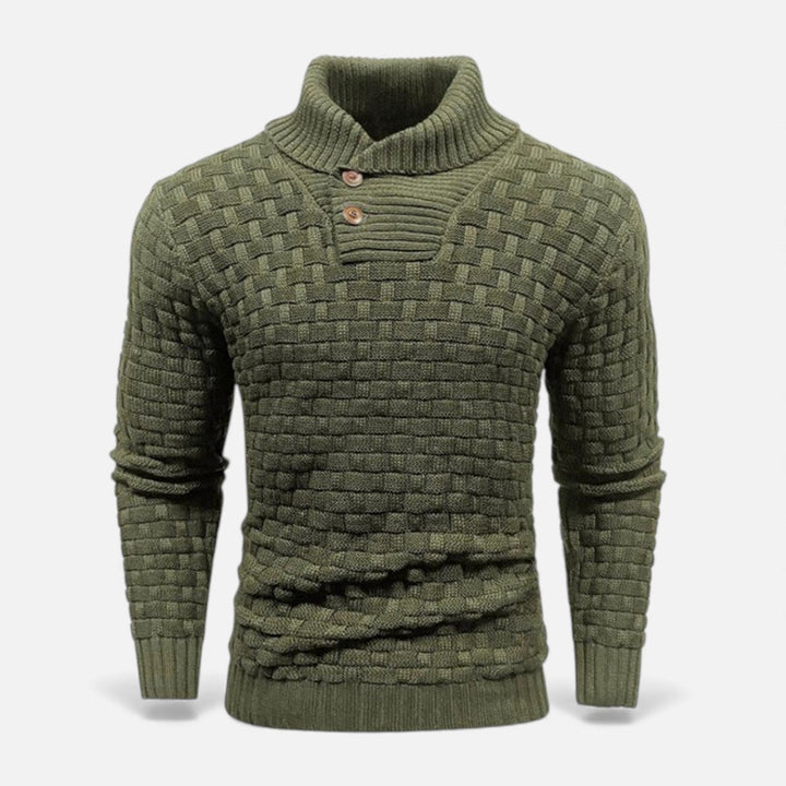 Svend | Herre Rullekrave Slim-Fit Sweater Med Skulderknapper