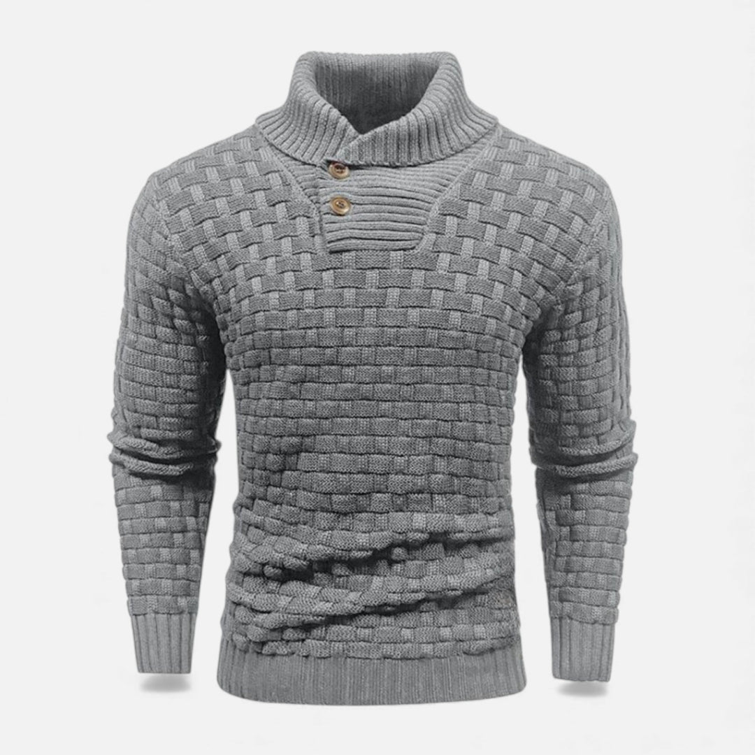 Svend | Herre Rullekrave Slim-Fit Sweater Med Skulderknapper