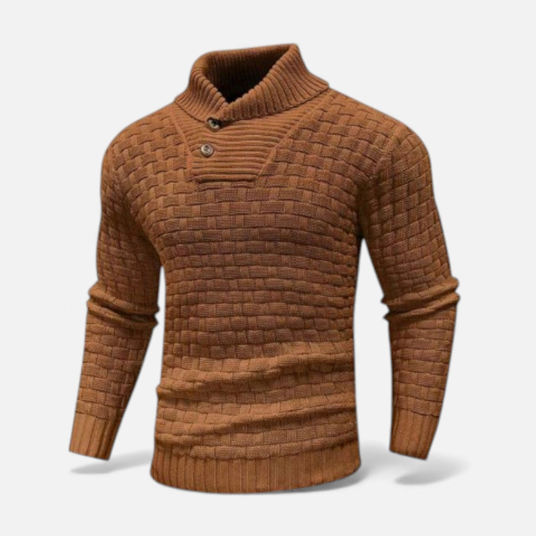 Svend | Herre Rullekrave Slim-Fit Sweater Med Skulderknapper