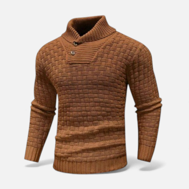 Svend | Herre Rullekrave Slim-Fit Sweater Med Skulderknapper