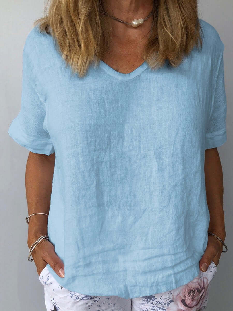 Vibeke | Dame T-Shirt Sommer Kortærmet Casual Crew Neck