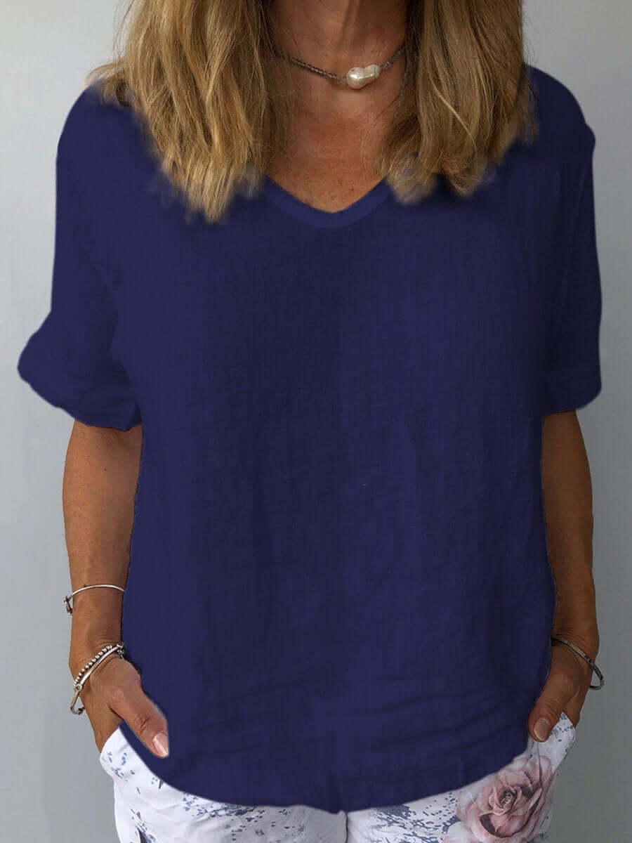 Vibeke | Dame T-Shirt Sommer Kortærmet Casual Crew Neck
