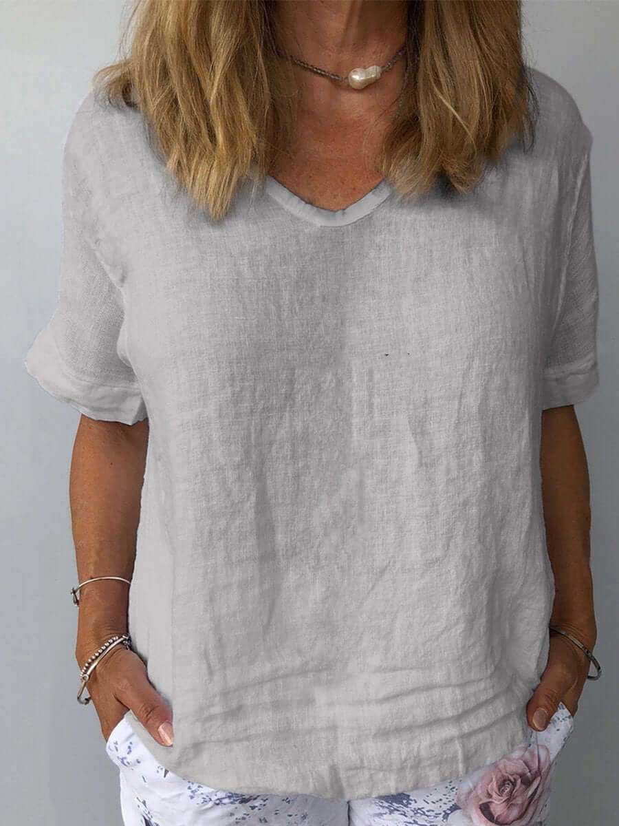 Vibeke | Dame T-Shirt Sommer Kortærmet Casual Crew Neck
