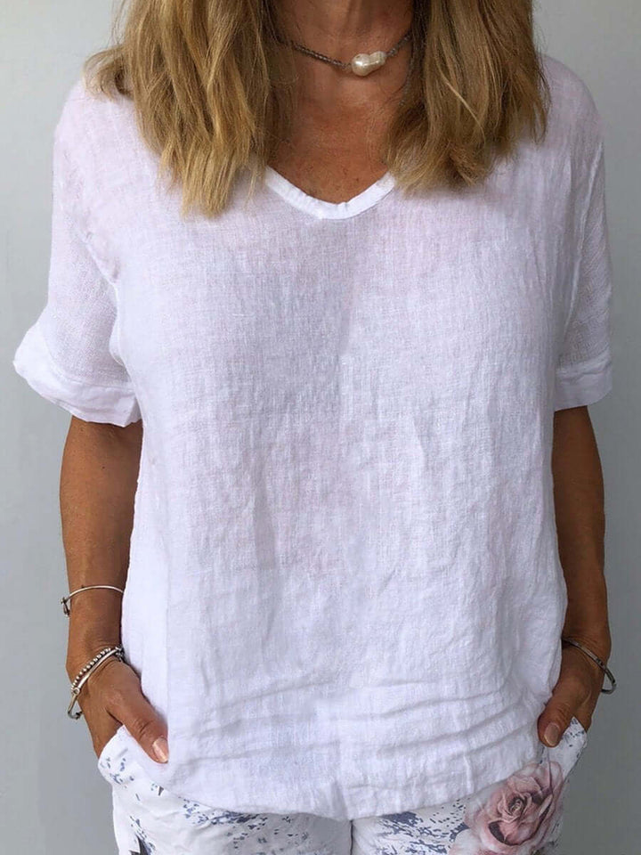 Vibeke | Dame T-Shirt Sommer Kortærmet Casual Crew Neck