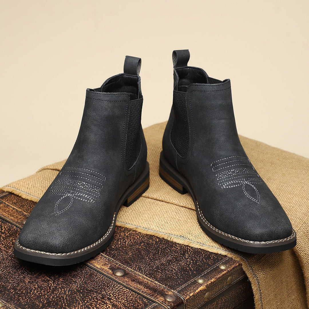 Men's Boots Chelsea Slip-On Western-Stitch Ankle Boots - Midnight Black