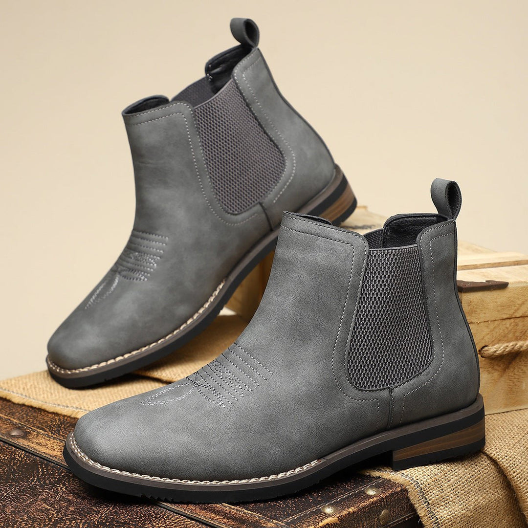 Men's Boots Chelsea Slip-On Western-Stitch Ankle Boots - Charcoal