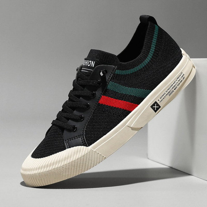 Men's Knit Sneakers Lightweight Breathable Mesh Lace-Up - Black