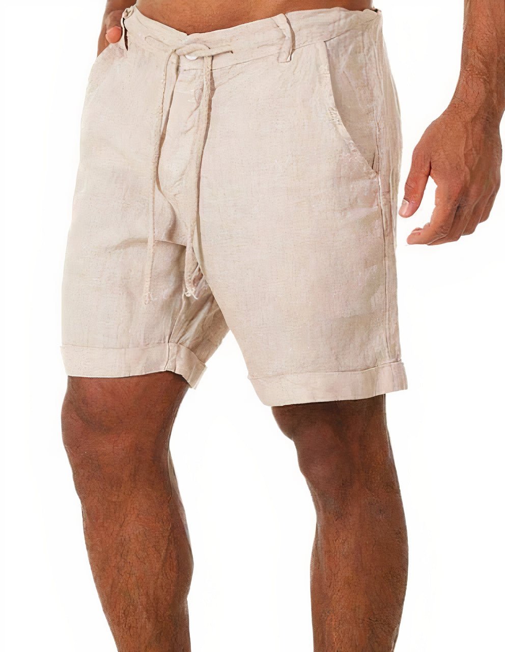 Henrik | Herre Hør Shorts Med Snøretalje Og Opsmøgede Ben