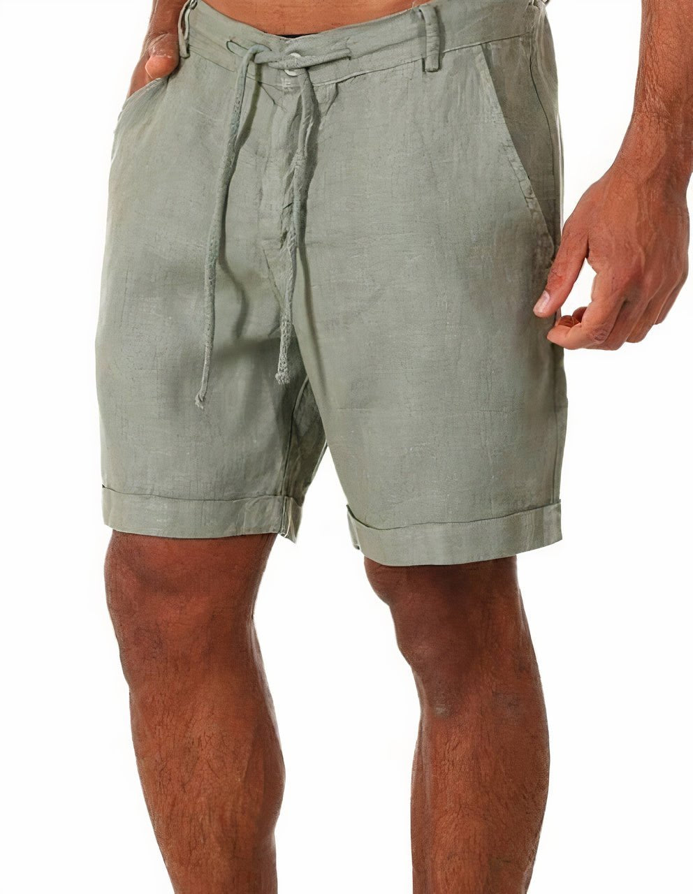 Henrik | Herre Hør Shorts Med Snøretalje Og Opsmøgede Ben