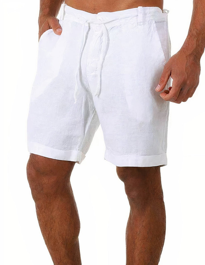 Henrik | Herre Hør Shorts Med Snøretalje Og Opsmøgede Ben