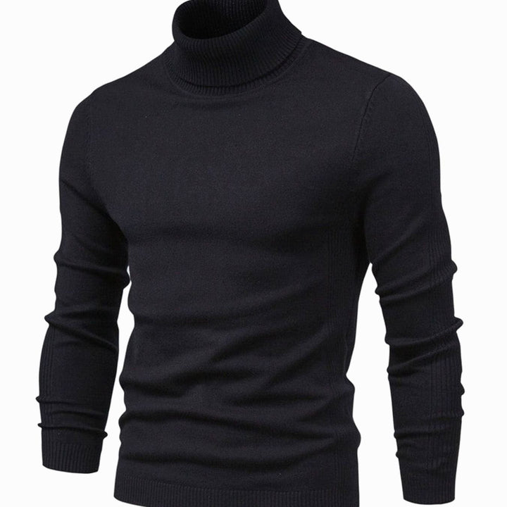 Men's Slim-Fit Turtleneck Knit Sweater - Black
