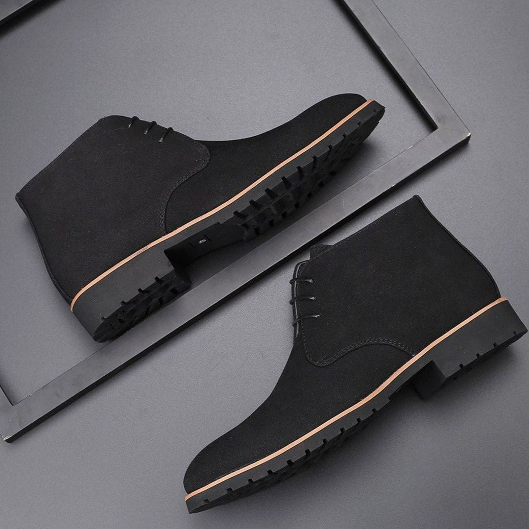 Men's Suede Ankle Lace-Up Boots Casual Chukka - Black