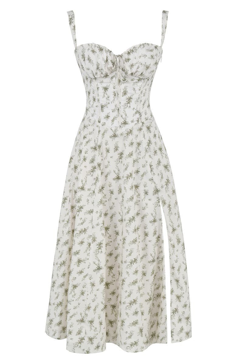 Stine | Dame Midi Kjole Med Blomsterprint Og Korset Detalje