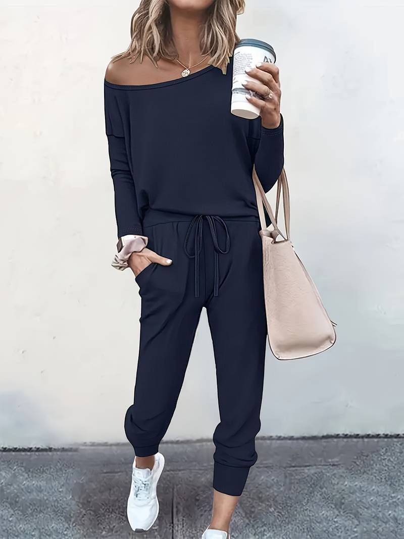Gitte | Dame Sæt Med Off-Shoulder Top Og Joggerbukser