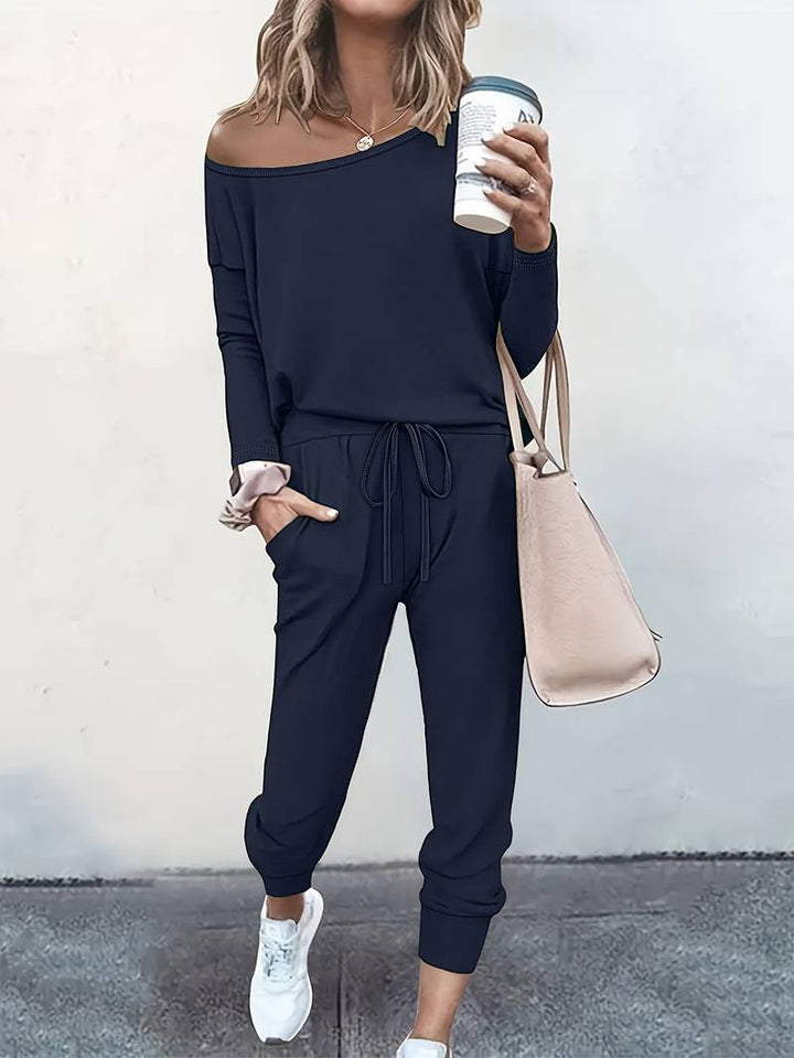 Gitte | Dame Sæt Med Off-Shoulder Top Og Joggerbukser