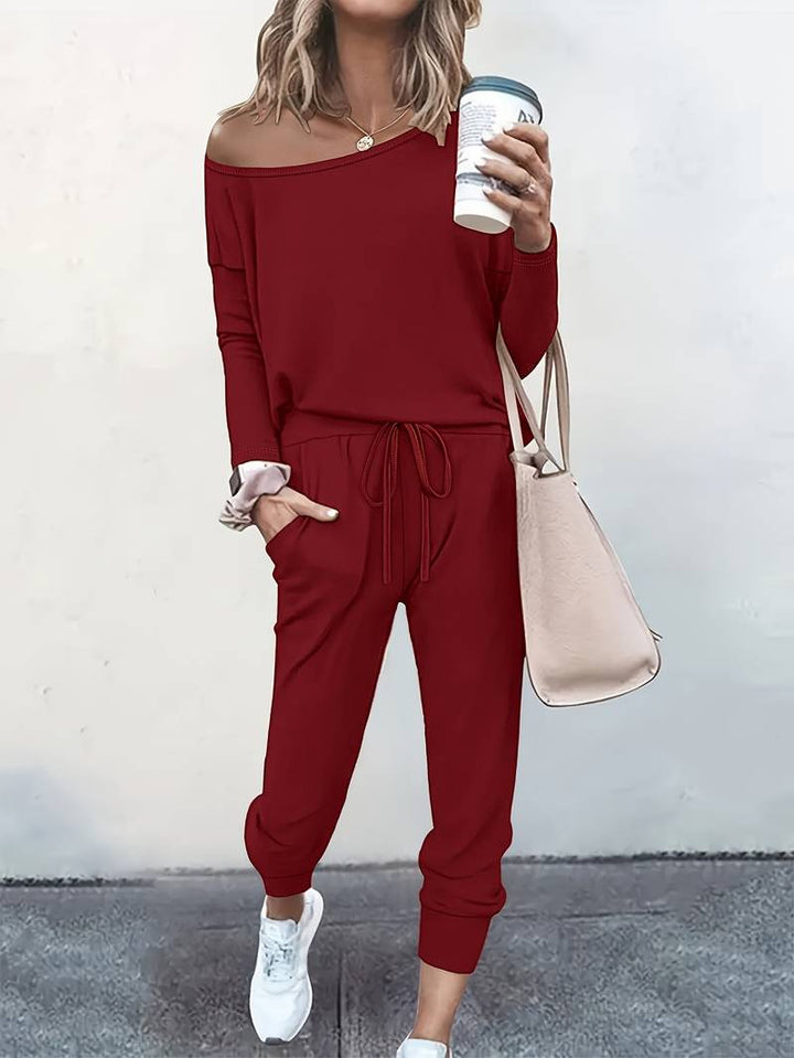 Gitte | Dame Sæt Med Off-Shoulder Top Og Joggerbukser