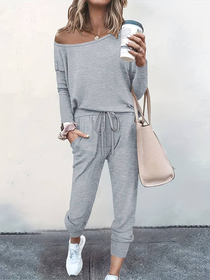 Gitte | Dame Sæt Med Off-Shoulder Top Og Joggerbukser