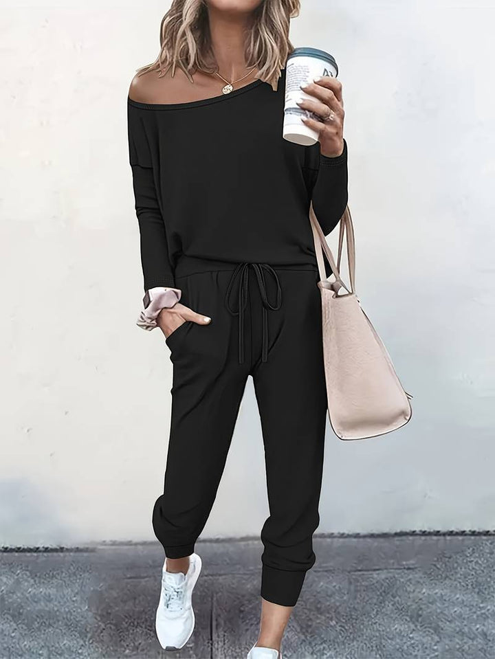 Gitte | Dame Sæt Med Off-Shoulder Top Og Joggerbukser