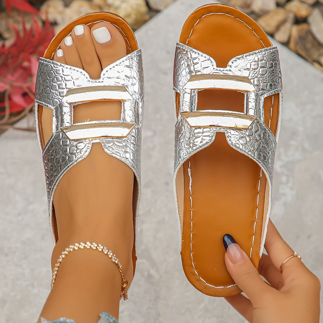 Birthe | Dame Ortopædiske Sandaler Med Slip-On Og Metalliske Detaljer