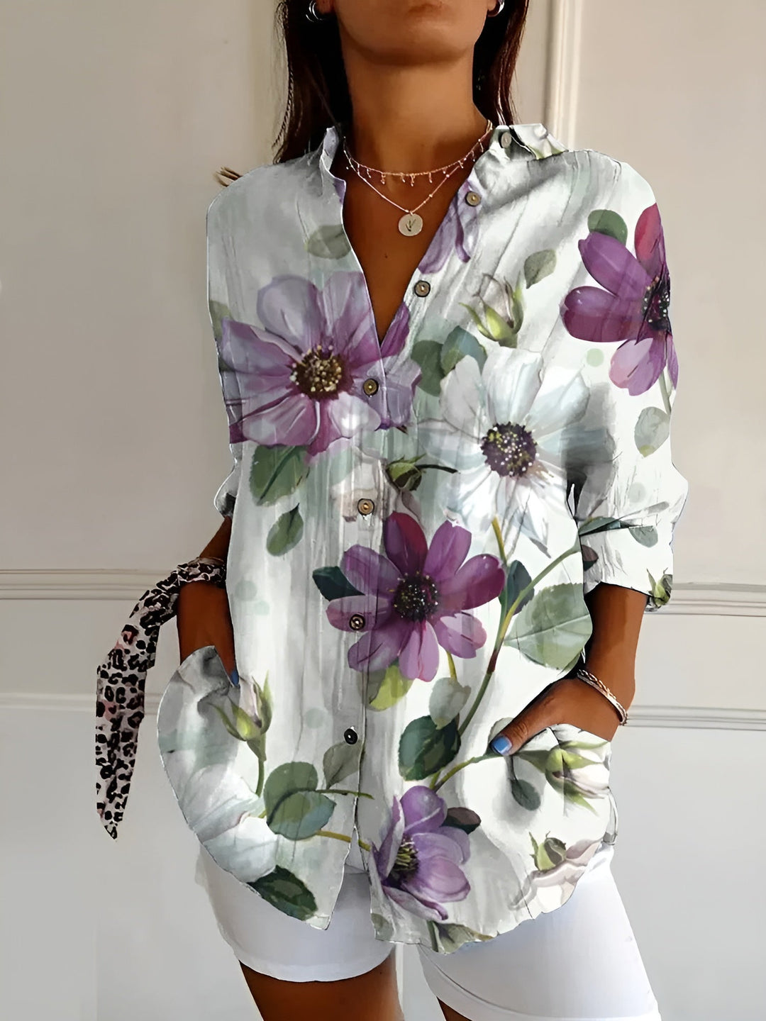 Maja | Dame Casual Blomstret Skjorte