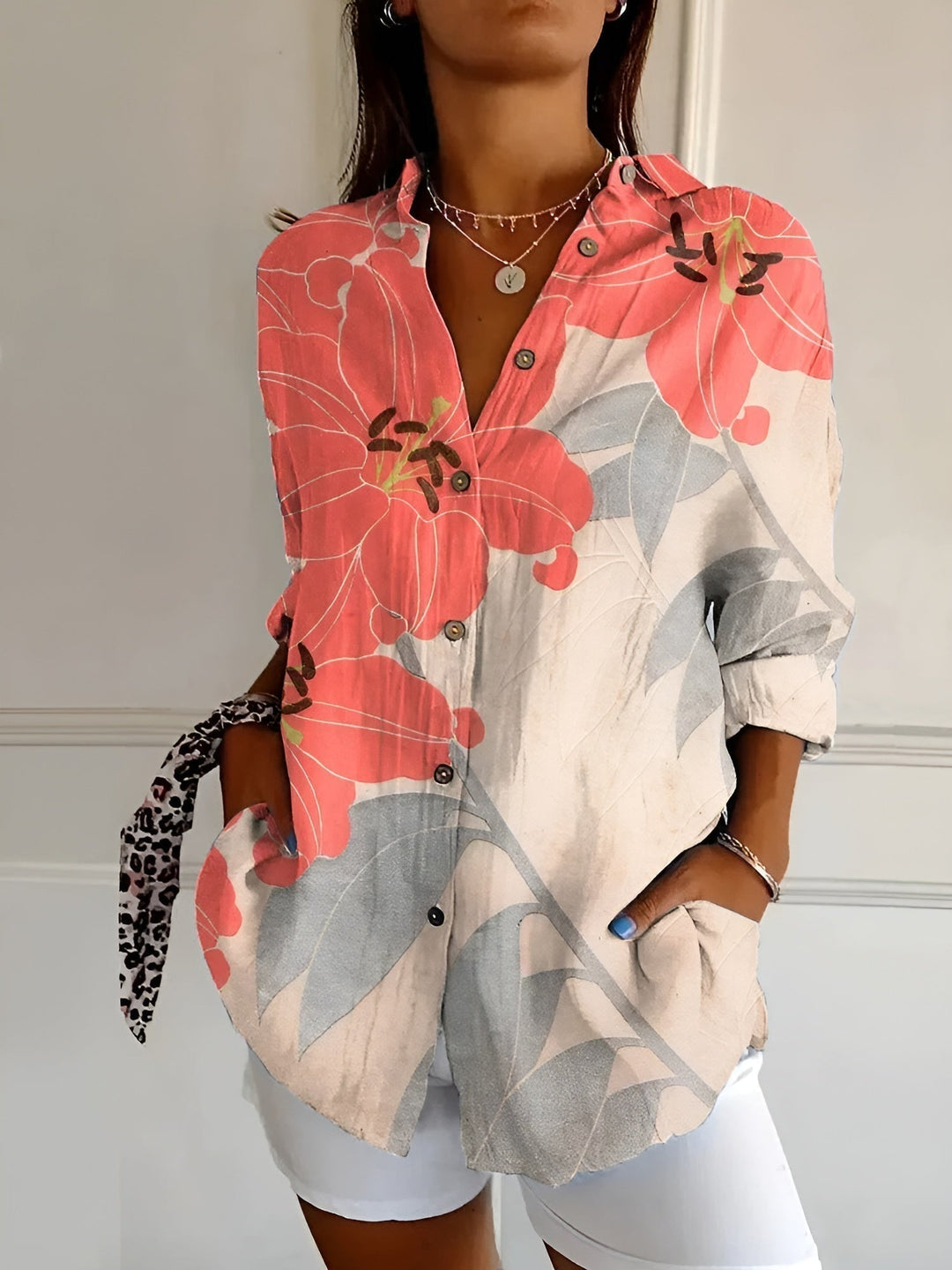 Maja | Dame Casual Blomstret Skjorte