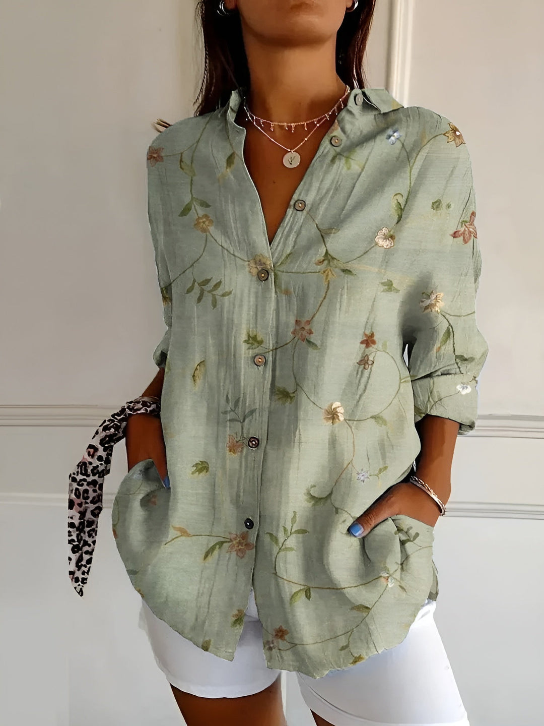 Maja | Dame Casual Blomstret Skjorte