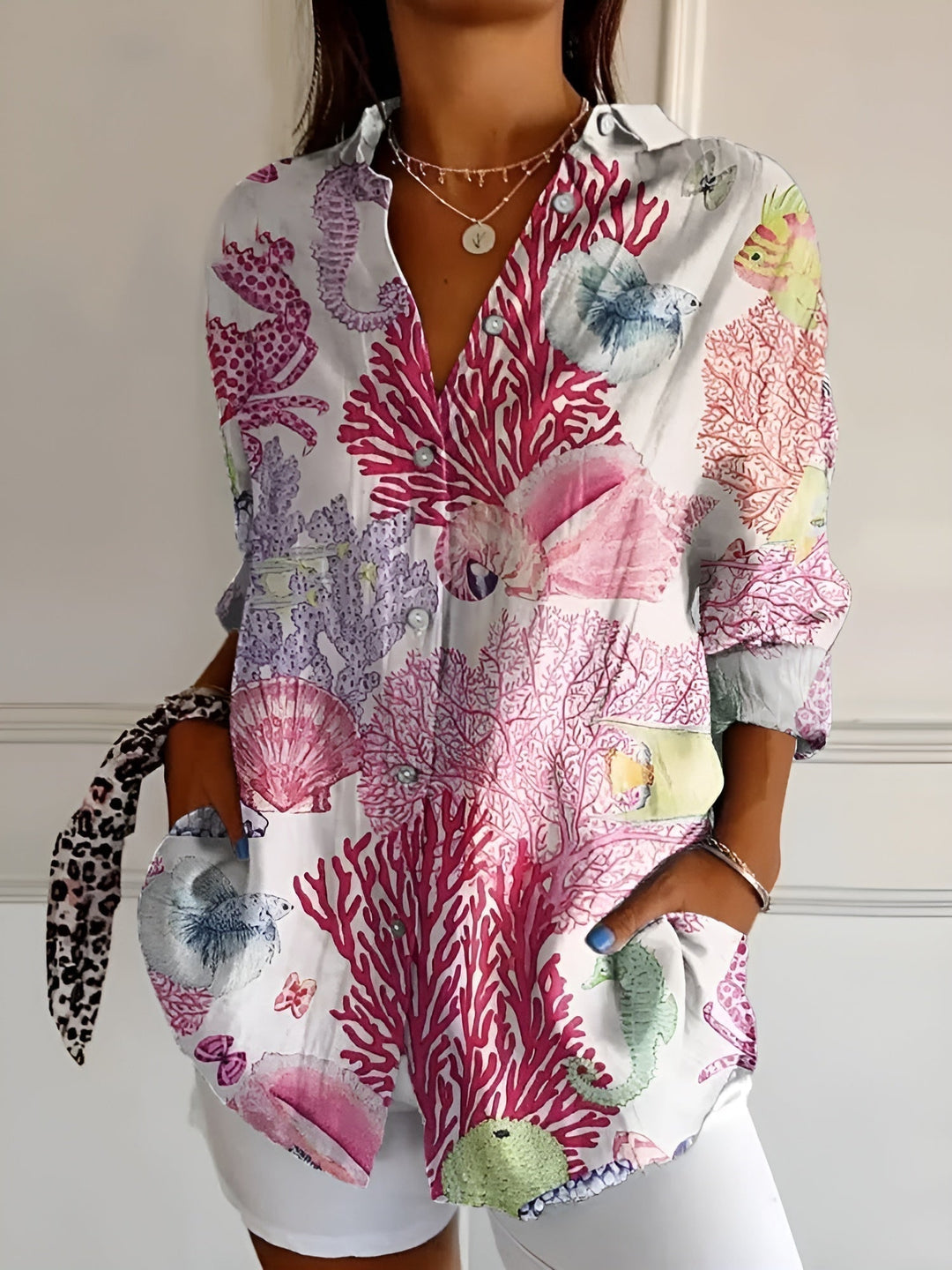 Maja | Dame Casual Blomstret Skjorte