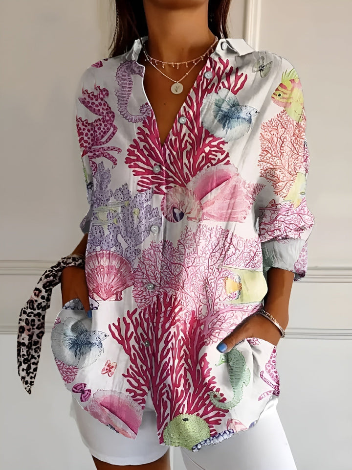 Maja | Dame Casual Blomstret Skjorte