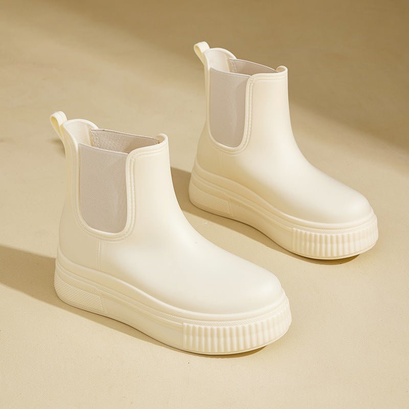 Waterproof Støvler Dame Chelsea Boots Platform - White Stamped