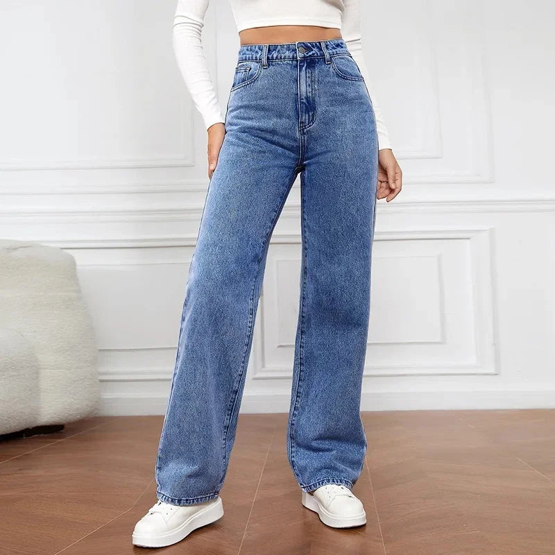 Karla | Dame Denim Wide Leg Jeans Med Høj Talje