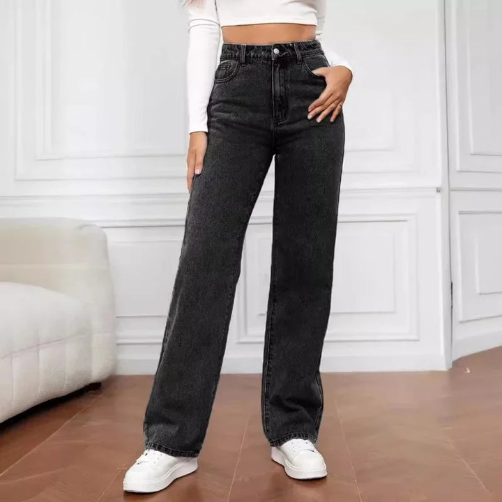 Karla | Dame Denim Wide Leg Jeans Med Høj Talje