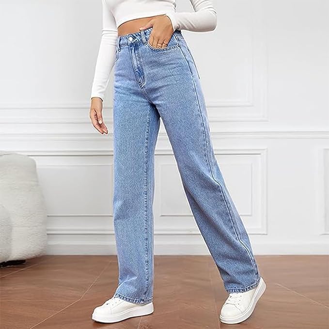 Karla | Dame Denim Wide Leg Jeans Med Høj Talje