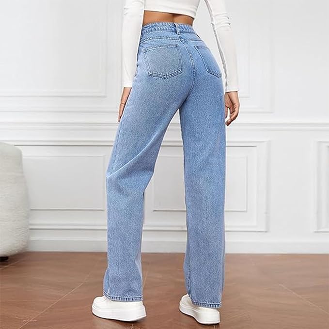 Karla | Dame Denim Wide Leg Jeans Med Høj Talje