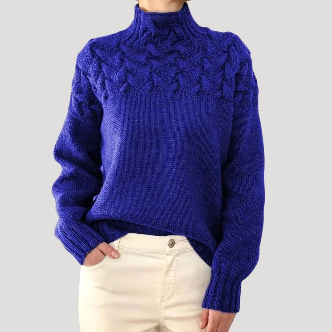 Trine | Dame Ribbet Rullekrave Pullover Med Cable-Knit Og Afslappet Pasform