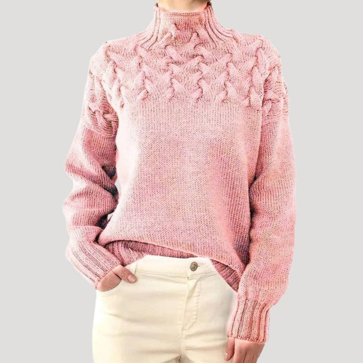 Trine | Dame Ribbet Rullekrave Pullover Med Cable-Knit Og Afslappet Pasform